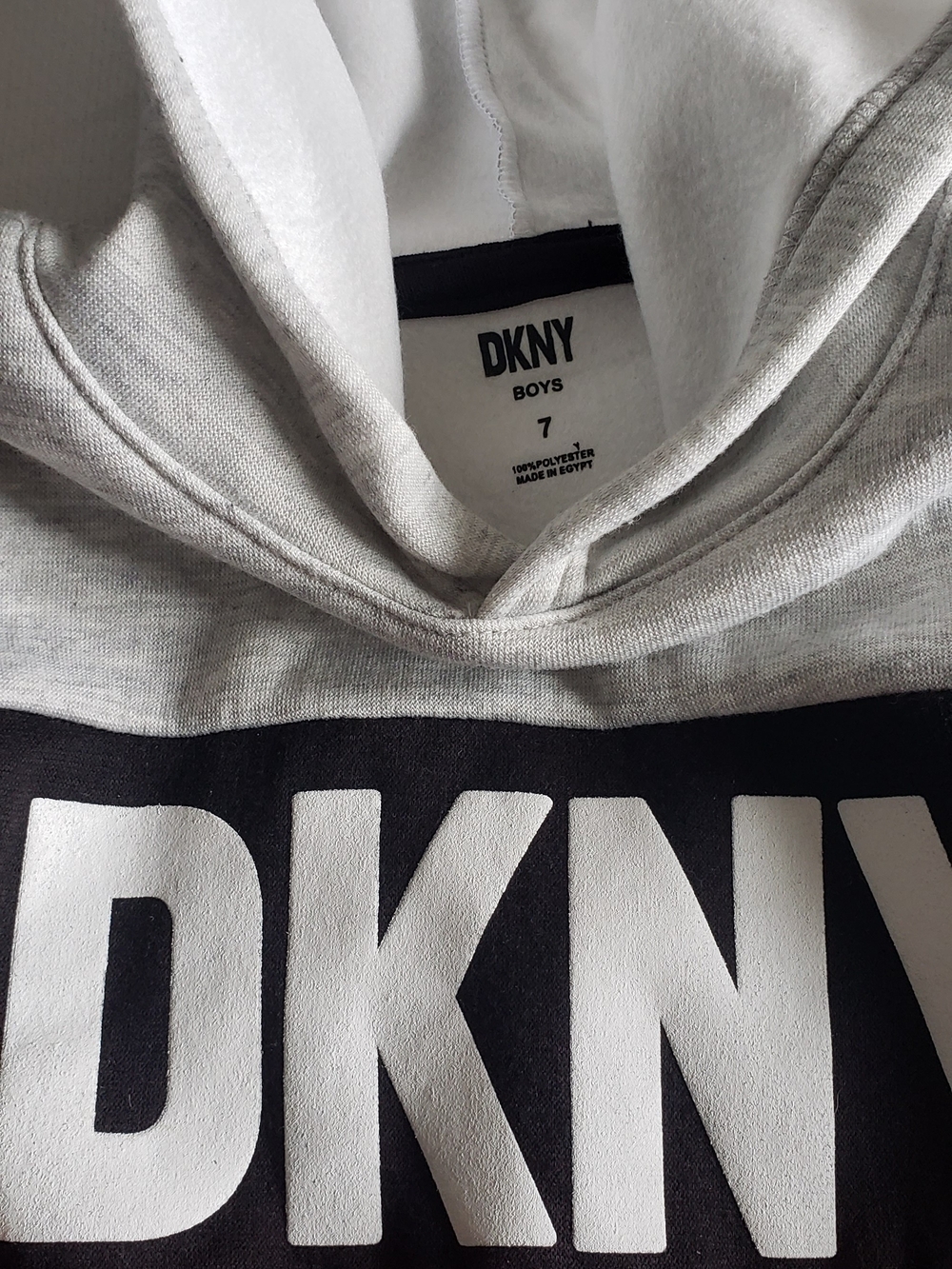 DKNY Boys Gray and Black Logo Hoodie